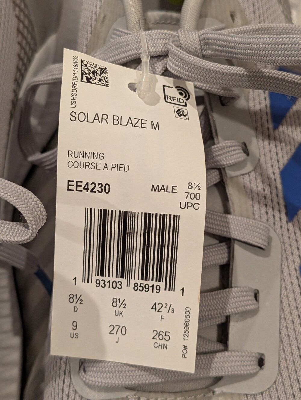 adidas Solar Blaze M Men's Running Shoes - Gray/Blue - Picture 2 of 9